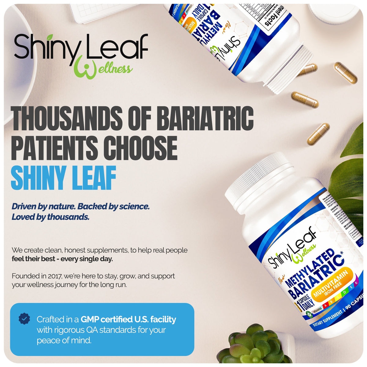 Shiny Leaf Methylated Bariatric Multivitamin Without Iron