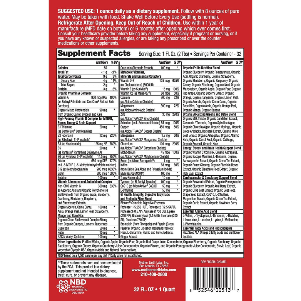 Mother Earth Labs - pH Support Formula - Liquid Form Dispensing Quart