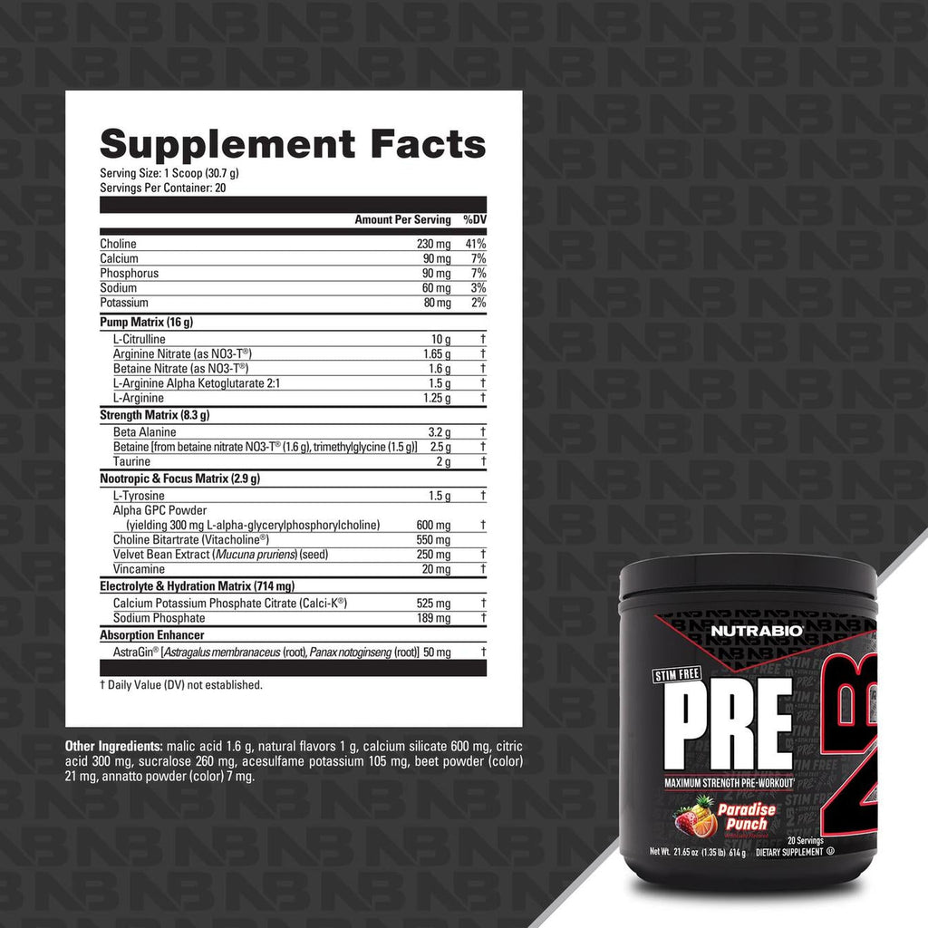 NutraBio PRE Workout Stim-Free