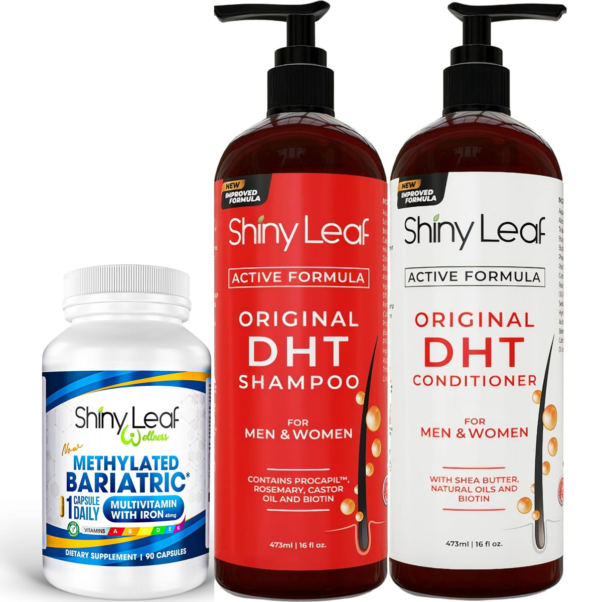 Bariatric Multivitamin with Iron With DHT Original Shampoo and Conditioner Hair Care Bundle