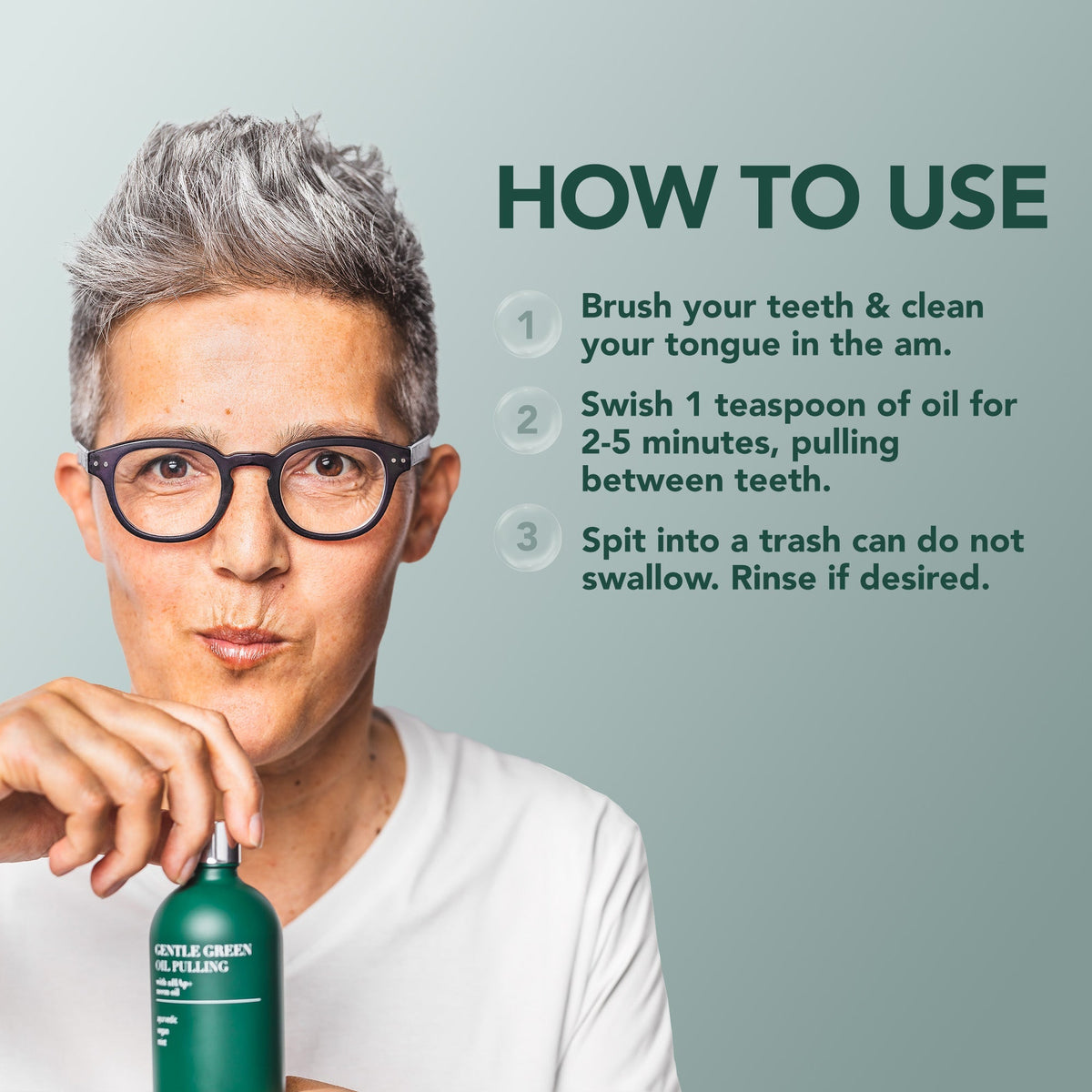Gentle Green® Oil Pulling – Ayurvedic Oral Rinse with Nano-Hydroxyapatite for Fresh Breath, 6.75 oz