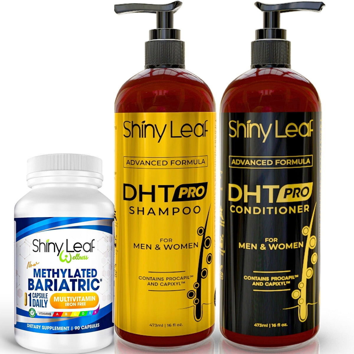 Bariatric Multivitamin Iron Free With DHT Pro Shampoo and Conditioner Hair Care Bundle